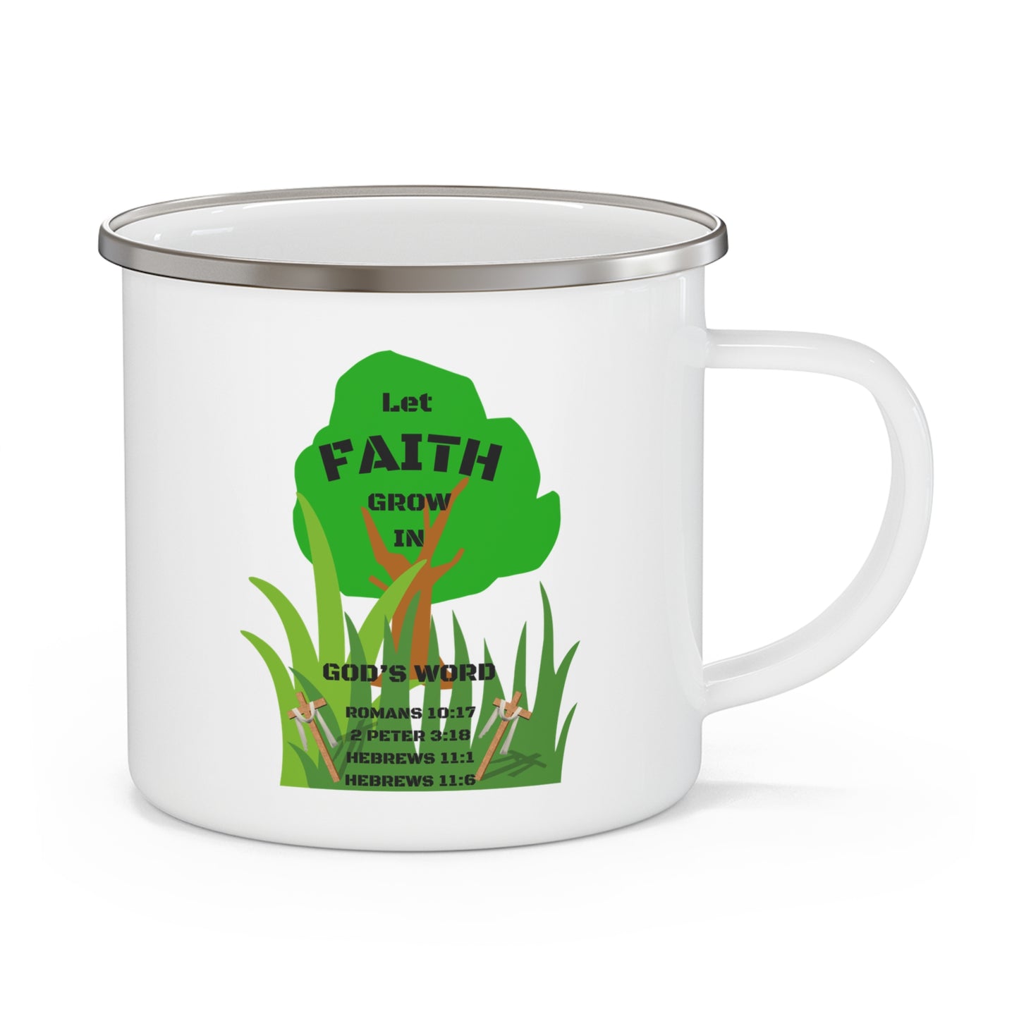 KT&T Let Faith Grow in God's Word Enamel Camping Mug
