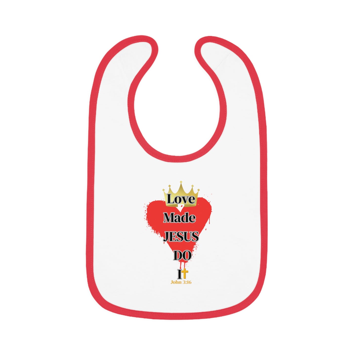 KT&T Love Made Jesus Do It Baby Contrast Trim Jersey Bib