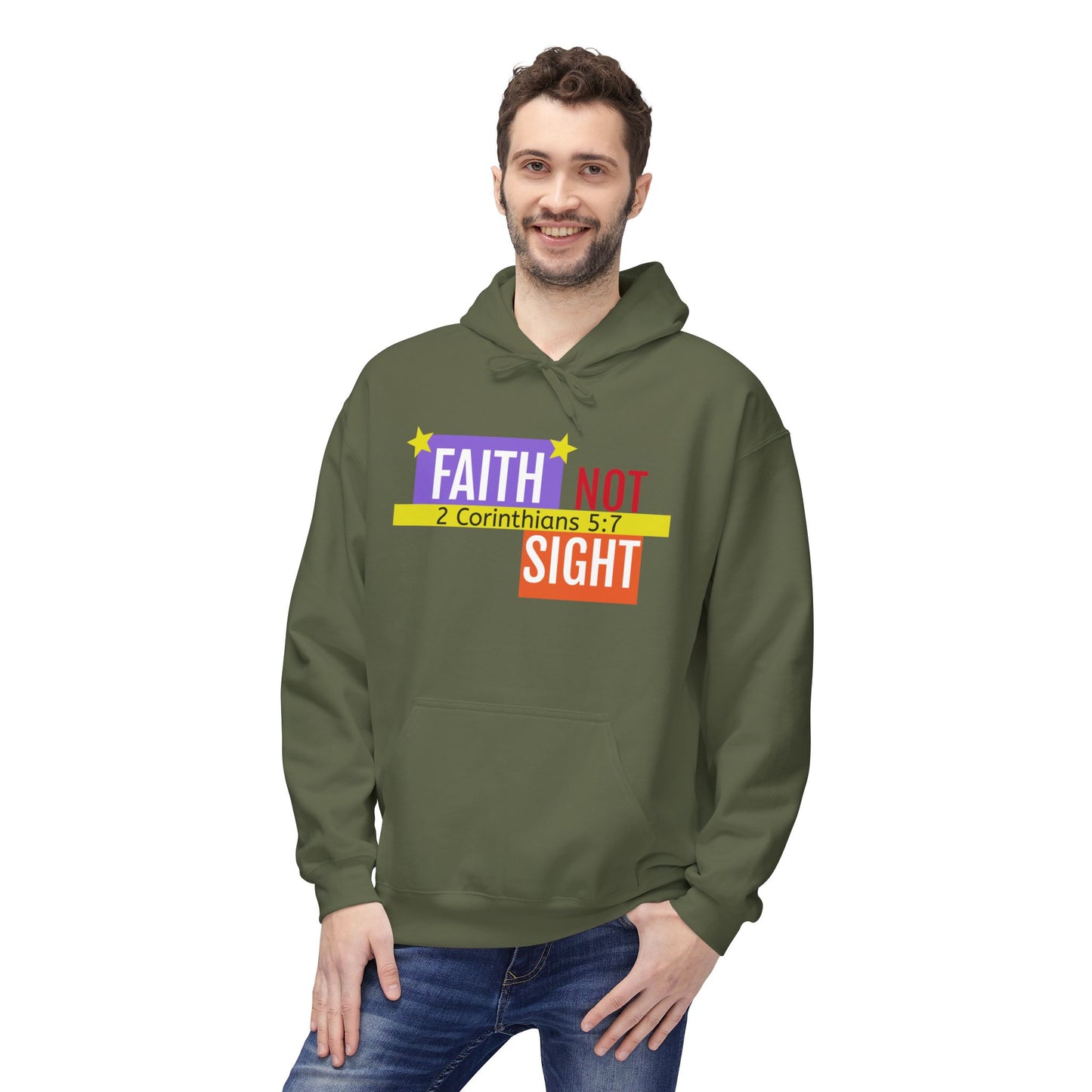 KT&T "Faith Not Sight" Unisex Mid weight Soft Style Fleece Hoodie