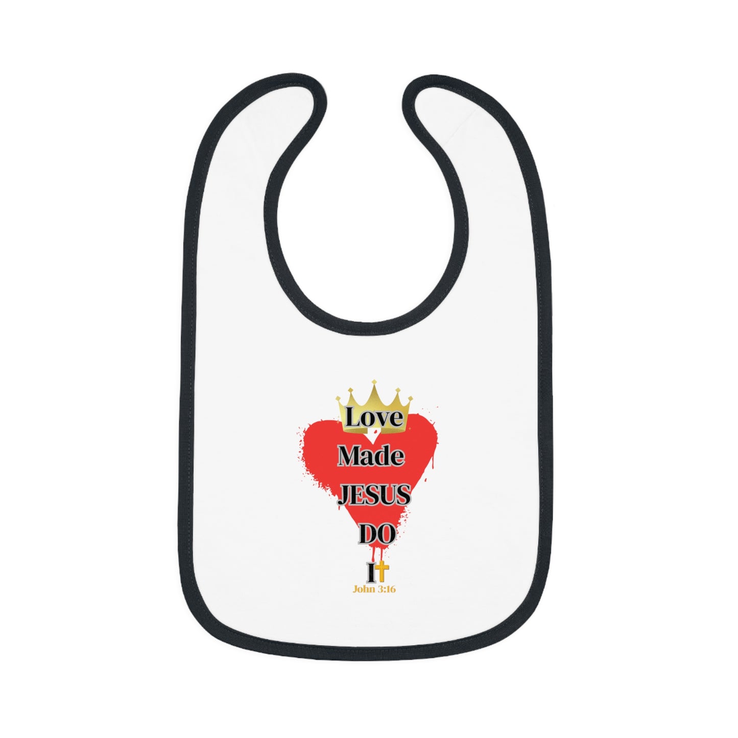 KT&T Love Made Jesus Do It Baby Contrast Trim Jersey Bib