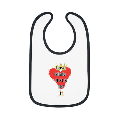 KT&T Love Made Jesus Do It Baby Contrast Trim Jersey Bib